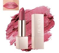 Beauty Searcher Barra de Labios Brillo Metálico, Color de Labios de Alto Impacto con Fórmula Cremosa Hidratante, Barra de Labios de Cobertura Total con Acabado Mate (01# Amor Borgoña)