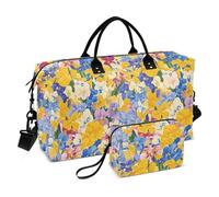 Beauty Spring - Bolsa de viaje con diseño de flores coloridas, bolsa de viaje para fin de semana, gimnasio, bolsa de viaje con bolsa de aseo para entrenamiento, plegable, maletín de mujer