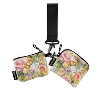 Beauty Spring Flowers District of American Beauty Rose Dragonfly and The Bee_4 - Carteras de muñeca dobles para mujer, tamaño compacto, con cremallera, con llavero, para trabajo, viajes, 2