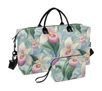 Beauty Spring Flowers New Hampshire Pink Lady Slipper_76522_4 - Bolsa de transporte grande decorativa para aeropuerto, bolsa de deporte con correa ajustable para entrenamiento, juego de 2 bolsas para