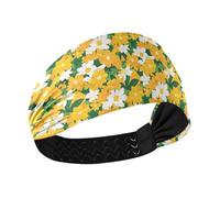 Beauty Spring Yellow and Flowers - Diadema antideslizante para mujer, bandas elásticas y sudorosas para gimnasio, correr, correr, banda para el cabello