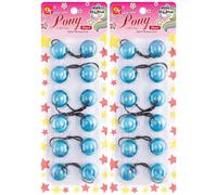 Beauty Town - 12 coleteros de 25 mm para ni as con bolitas, coleteros de burbujas y cuentas gemelas, color azul cielo perlado