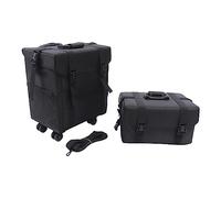 Beauty Train Case, 2 en 1 8 animales, bolsa de cosméticos con ruedas, tela Oxford, maletín profesional de maquillaje, maletín de piloto con cajones, maletín de viaje, Negro , Modren