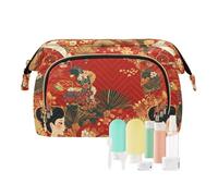 Beauty Woman - Neceser de estilo japonés con cremallera para viajes, organizador de cosméticos