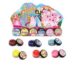 Beauty4Britain Set de 6 Bálsamos Labiales Princesa de Cuento para Niños - Nutritivos, Sin Color, Efecto Brillante, Fragancia Frutal y Chocolate - Kit de Bálsamos Labiales para Niñas (Princesa)