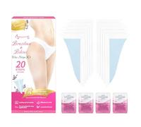 Beauty7 Bandas de Cera Bikini Listas para Usar Depilatoria, 20 Tiras Frías Bikini con 4 Toallitas de Aceite Calmante para Tipos de Piel Sensible para Mujeres