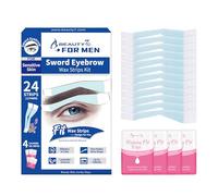 Beauty7 Bandas de Cera Fría Depilatoria Facial de Sword Cejas Hombres para Pieles Sensibles, 24 Tiras de Cera con 4 Toallitas Calmantes