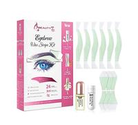 Beauty7 Bandas de Cera Fría Depilatoria para Suave Depilación de Cuerpo Piernas Axilas Pieles Sensibles, Tiras de Cera con Toallitas Calmantes (Cejas(Aceite Esencial), Facial)