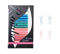 Beauty7 Extensiones de Pestañas Fácil Abanico Color D+ Curl 0.07mm Easy Fan Lashes Longitud Mixed 12mm 14mm 16mm Color Gradiente Pestañas Arcoíris Pestañas Rainbow Eyelashes