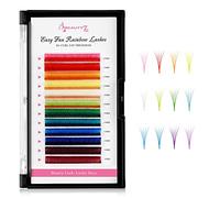 Beauty7 Pestañas autoablandables D+ Curl 0.05 Easy Fan Lashes para técnica de volumen, extensiones de pestañas, volumen de pestañas, mezcla de pestañas, pestañas de colores, 12 colores, 15 mm, colores