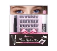 Beauty7 Pocket Eyelashes Pestañas Postizas Reutilizable 42pcs Cluster Lash 10mm 12mm 14mm 16mm con Pegamento para Pestañas Postizas, Pinzas y Espejos, Caja de Regalo