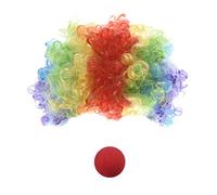 Beautyflier Peluca de Payaso Multicolor y Nariz de Payaso para Accesorio de Disfraz, arcoíris