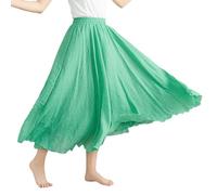 Beautyhis Falda bohemia de lino de algodón para mujer, falda larga de lino de verano para mujer, vestido acampanado con cintura elástica, faldas largas fluidas, Verde Matcha, 36