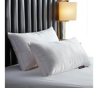 Beautyrest Fluffy Hotel Collection - Almohadas hipoalergénicas de plumas de ganso de lujo de firmeza media, 500 hilos, funda de algodón cultivado en Estados Unidos, 20 x 28 pulgadas, tamaño Queen