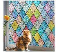 Beautysaid Película de privacidad para ventana de arco iris: vidrieras autoadhesivas, sin pegamento, esmerilado, adherencia estática, película UV para ventana para el hogar (multicolor, 44,5 x 200 cm)