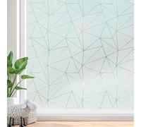 Beautysaid Película de privacidad para ventanas de cristal, película esmerilada con patrón triangular, adherencia estática anti-UV sin pegamento para el hogar, baño, dormitorio, oficina, 90 x 300 cm