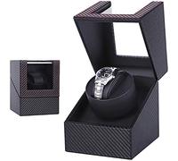 BeautySay ABC Caja Automática para Relojes, Reloj de Fibra de Carbono con Motor Silencioso para Reloj de Pulsera Mecánico, Girador de Reloj de Pulsera Mecánico, Funciona con Batería o Adaptador de CA