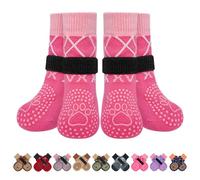 BEAUTYZOO Calcetines para perros para evitar lamer patas, zapatos antideslizantes para perros para aceras calientes, suelos de madera dura, control de tracción, asas de los dedos, botas y protección