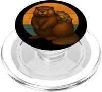 Beaver and Frog Retro Sunset Mejores Amigos PopSockets PopGrip para MagSafe