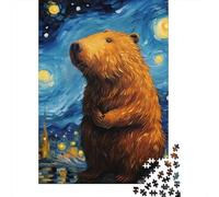 Beaver bajo el Cielo Estrellado 1000 Pieza Stock De Cartas Premium Rompecabezas Conjunto Presente Divertido Decoración De Paredes Idea De Regalo 52x38cm/1000pcs