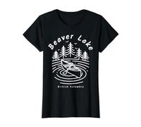 Beaver Lake Columbia Británica Camiseta gráfica económica, Mujer, Negro, XS