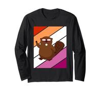 Beaver Pride Lesbian Flag LGBTQ Orgullo Orgullo Apoyo Orgullo Manga Larga