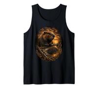 Beaver Sunset Wildlife Art Bosque Naturaleza Gráfico Bala 1 Camiseta sin Mangas
