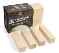 BeaverCraft Bloques de Tilo 5 PCS - Madera para Tallado Whittling, Bloques Grandes y Pequeños para Manualidades, Madera Sin Terminar BW1