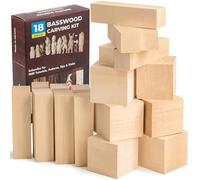 BeaverCraft Cubos de Madera Bloques de Tilo Basswood para Talla Madera BW18, Maderas para Manualidades Juego de Madera para Tallar, Bloques de Madera para Tallar