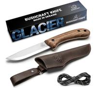 BeaverCraft Cuchillo de bushcraft de hoja fija y espiga completa para camping y senderismo Hoja de acero al carbono con funda de cuero BSH2