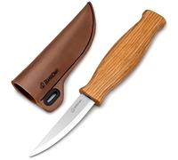 BeaverCraft, Cuchillo Sloyd C4s de 8cm - Cuchillo Sloyd para Tallar Madera con Funda de Cuero para Tallar y Desbastar para Principiantes y Profesionales Acero Duradero de Alto Contenido en Carbono