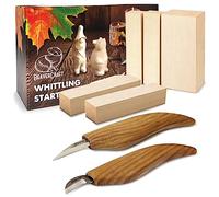 BeaverCraft, Kit de Tallado de Madera S16 Kit de Cuchillos de Madera para Tallar Kit de Cuchillos para Tallar para Principiantes - Juego de Cuchillos para Tallar de Madera Bloques de Madera en Blanco