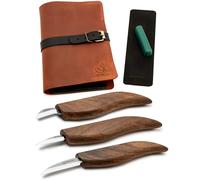 BeaverCraft Set de Cuchillos para Tallado en Madera Deluxe S15X - Kit con Cuchillo de Detalle, Cuchillos Sloyd y para Raspado - Correa de Cuero y Estuche - Herramientas de Tallado