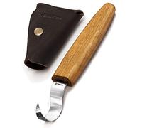 BeaverCraft, SK1S Cuchillo de Gancho para Tallar Madera Cuchillo para Tallar Cucharas con Funda de Cuero - Herramientas para Tallar Madera para Principiantes y Profesionales