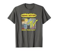 Beavis and Butt-Head Rocker Filled MTV Logo Camiseta, Hombre, Asfalto, L