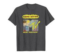 Beavis and Butt-Head Rocker Filled MTV Logo Camiseta, Hombre, Jaspeado Oscuro, XXL