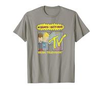 Beavis and Butt-Head Rocker Filled MTV Logo Camiseta, Hombre, Pizarra, L