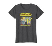 Beavis and Butt-Head Rocker Filled MTV Logo Camiseta, Mujer, Jaspeado Oscuro, XS