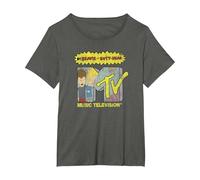 Beavis and Butt-Head Rocker Filled MTV Logo Camiseta, Mujer Tallas Grandes, Asfalto, 6XL Grande