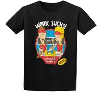 Beavis & Butt Head Work Sucks T-Shirt Casual Graphic Comfortable Tees Black M