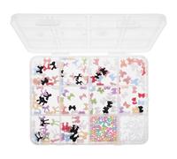 Beavorty 1 Caja Kit de Adornos de Uñas de Resina con Forma de Lazo 3d, Almacenamiento Fácil y Portátil, Estilo Kawaii Dulce para Decoración de Uñas DIY y Uso Diario