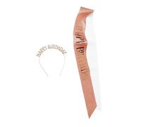 Beavorty 1 diadema de cumpleaños y cabello Venda decoración Diadilla feliz cumpleaños diadema para mujer kit de fiesta de cumpleaños correas de cumpleaños aleación Oro rosa