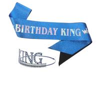 Beavorty 1 Juego Conjunto De De Cumpleaños De Rey Para Cortatura De La Para De Rey y Faja De Cumpleaños Feliz Cumpleaños Hombres Fajín Aleación Blue