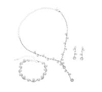 Beavorty 1 Juego Juego de tres piezas de perla collar colgante Pendiente estilo novia collar de encanto de las mujeres de joyería de san valentín pedrería