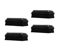 Beavorty 1 Juego Modelo De Ataúd Cesta Del Coche Mini Cajas De Ataúd Ataúdes Cajas De Ataúd De Plástico Decoración De Ataúd Adornos De Ataúd Accesorio De Casa Embrujada Black 4 Piezas