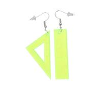 Beavorty 1 Par aretes con regla triangular Pendientes aretes de declaración oro regalitos cumpleaños presentes para mujer earrings earloop regla amarilla arete colgante de regla Yellow