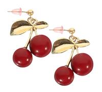 Beavorty 1 par Pendientes de Cereza con Forma de Lazo Plata Accesorios de Joyería Elegantes para Mujeres Pendientes Colgantes de Granada para Ocasiones Especiales