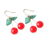 Beavorty 1 Par Pendientes de Cereza Mujer Aretes Colgantes Accesorios de Color Joyería Creativa Especiales Cumpleaños y Celebraciones