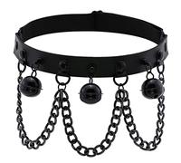 Beavorty 1 Pieza Anillo Gótico Punk y Americano Accesorio PU con Campanilla para Disfraces