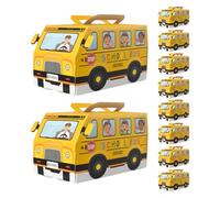 Beavorty 10 Cajas de Obsequio de Cartón en Diseño Único de Autobús Escolar Amarillo para Temporada de Regreso a Clases, Ideales para Fiestas al Aire Libre y Atención Infantil